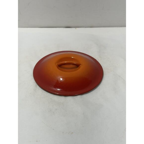 Le Creuset Flame Orange Enameled Cast Iron Pan Small Lid L Fits 4.5” Lid Only - Picture 5 of 7